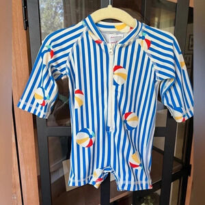 Hanna Andersson rashguard one piece swimsuit baby boy newborn beach balls stripe